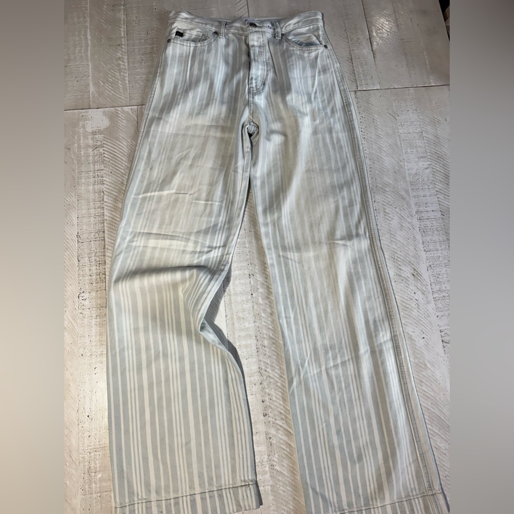 KanCan White Striped Flare Jeans